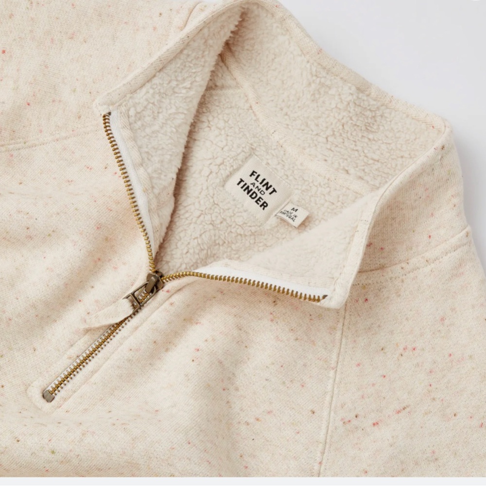 *SOLD* Flint and Tinder Men's Oatmeal Sherpa Lined Quarter Zip Sweater *SOLD*